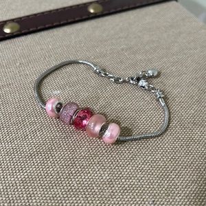 Charming Pink & SilverTone Bracelet Handmade by Me